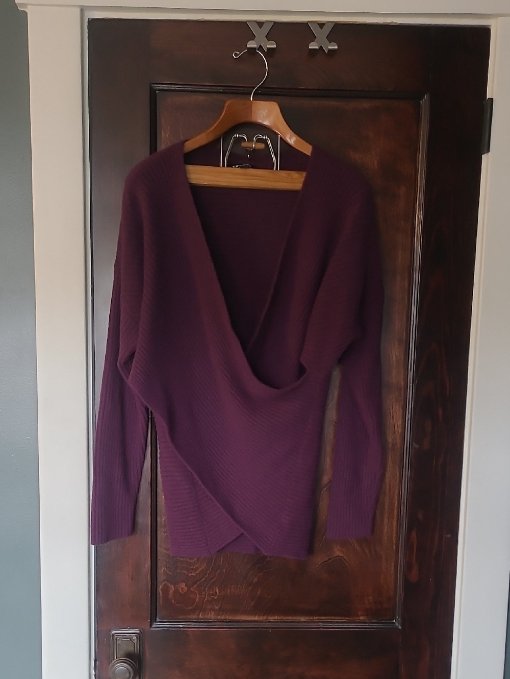 Express Plum Wrap V-Neck Sweater